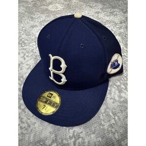 New Era 59FIFTY Brooklyn Shabazz Fitted Baseball Cap Hat Size 7 5/8 Navy